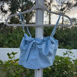 Light Blue Ruffled Crop Top